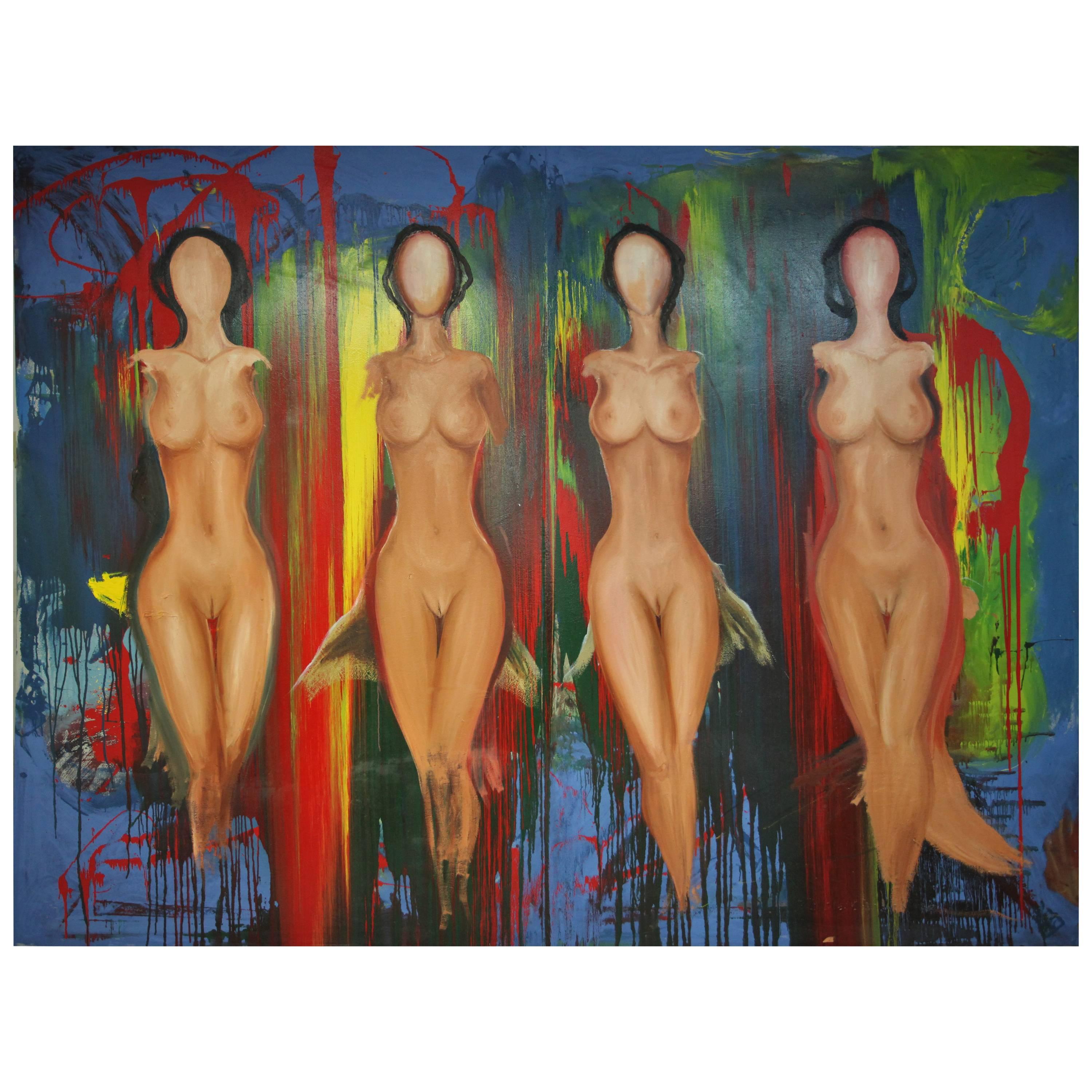 Large Figural Oil Painting by Baron Siamanto Levon For Sale