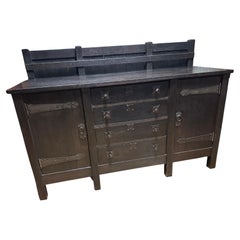 Importante credenza antica a 8 gambe del 1901 di Gustav Stickley