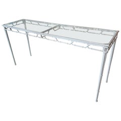 Rare Brown Jordan Calcutta Faux Bamboo Patio Console Table Newly Powder-coated