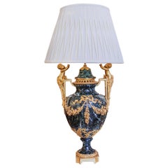 Antique A fine and large 19th century French Louis XVI marble and gilt bronze vase lamp
