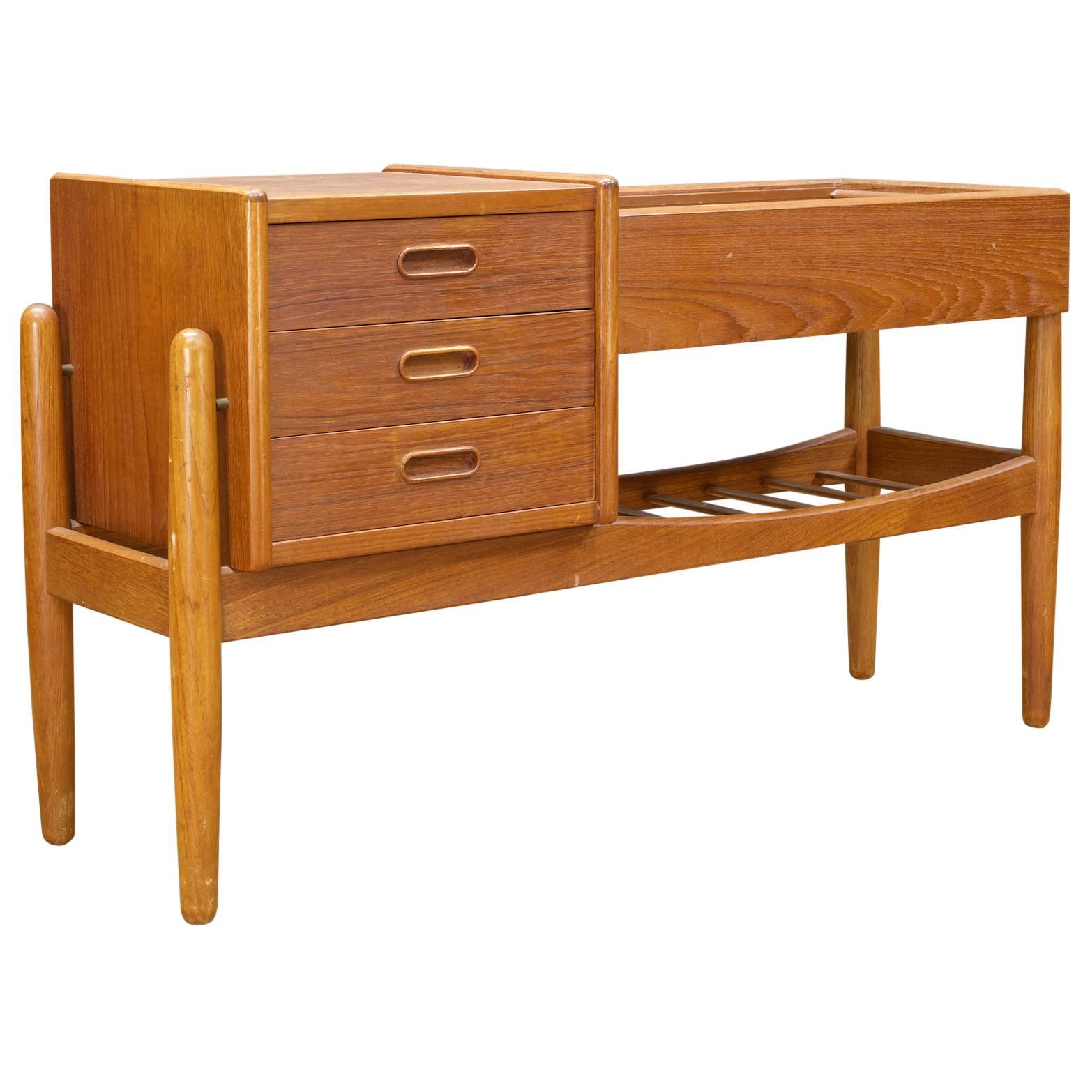 Danish Teak Petite Cabinet with Planter