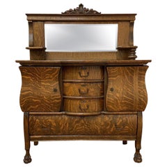 Vintage Empire Antique Quarter Sawn Oak Buffet/Sideboard/Bar Cabinet with Mirror
