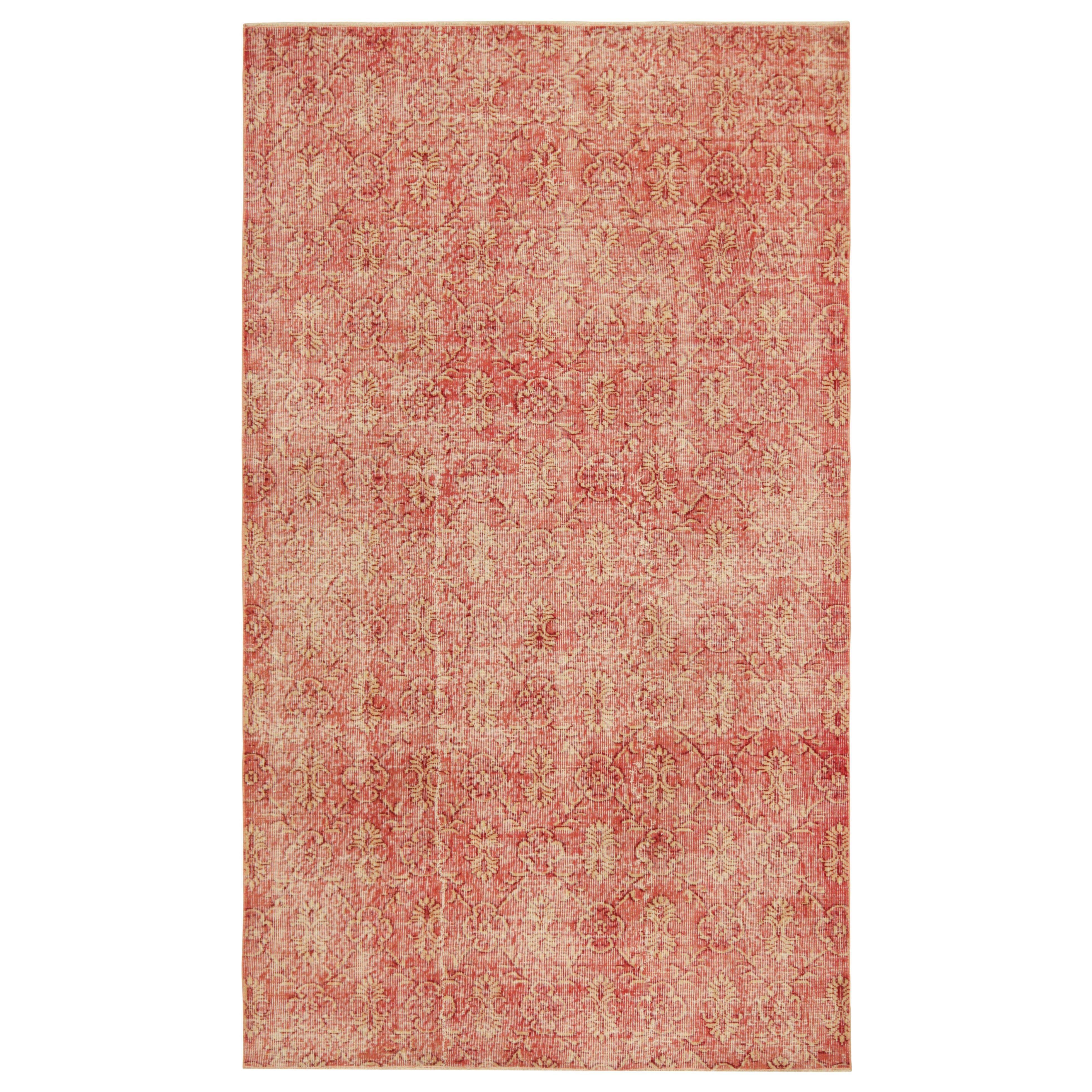 Vintage Zeki Müren Rug in Rose Tones with Trellis Floral Patterns  Rug & Kilim