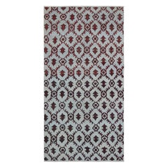 Vintage Zeki Müren Rug in Blue with Burgundy Floral Trellis  Rug & Kilim