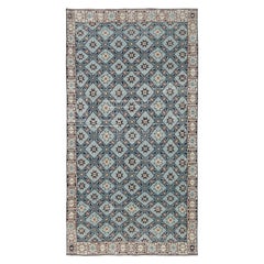 Türkischer Vintage-Teppich in Blau mit geometrischen Mustern  Rug & Kilim