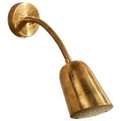 Danish Designer, Wall Light, Brass, Denmark, 1940s