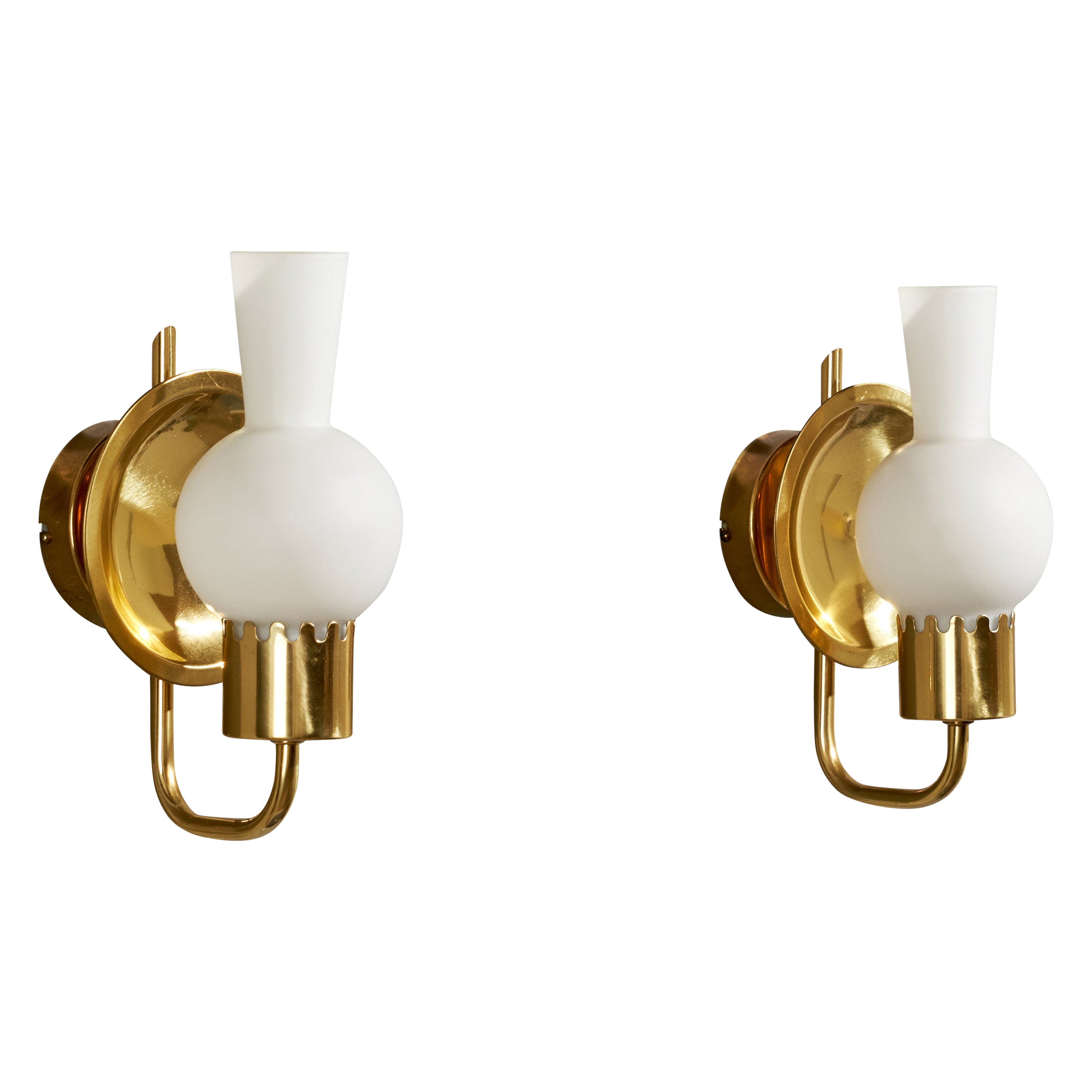 ÖIA, Wall Light, Brass, Glass, Sweden, 1970s
