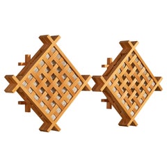 Schwedischer Designer, Wall Lights, Kiefer, Raffia, Schweden, 1970er