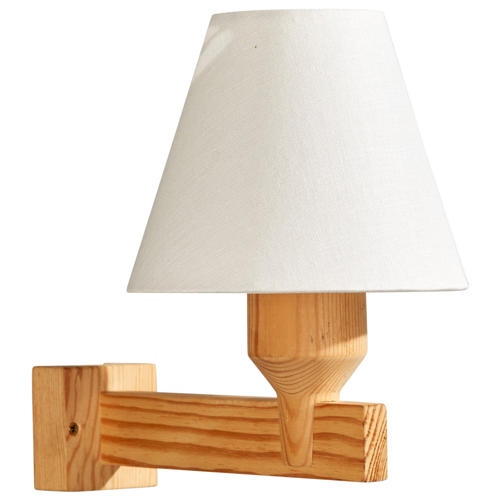 Hans-Agne Jakobsson, Wall Light, Pine, Fabric, Sweden, 1970s