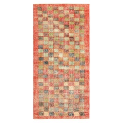 Vintage Zeki Müren Runner Rug in Bright Red with Geometric Pattern  Rug & Kilim
