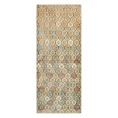 Vintage Zeki Müren Läufer in Beige-Braun mit geometrischen Mustern Rug & Kilim