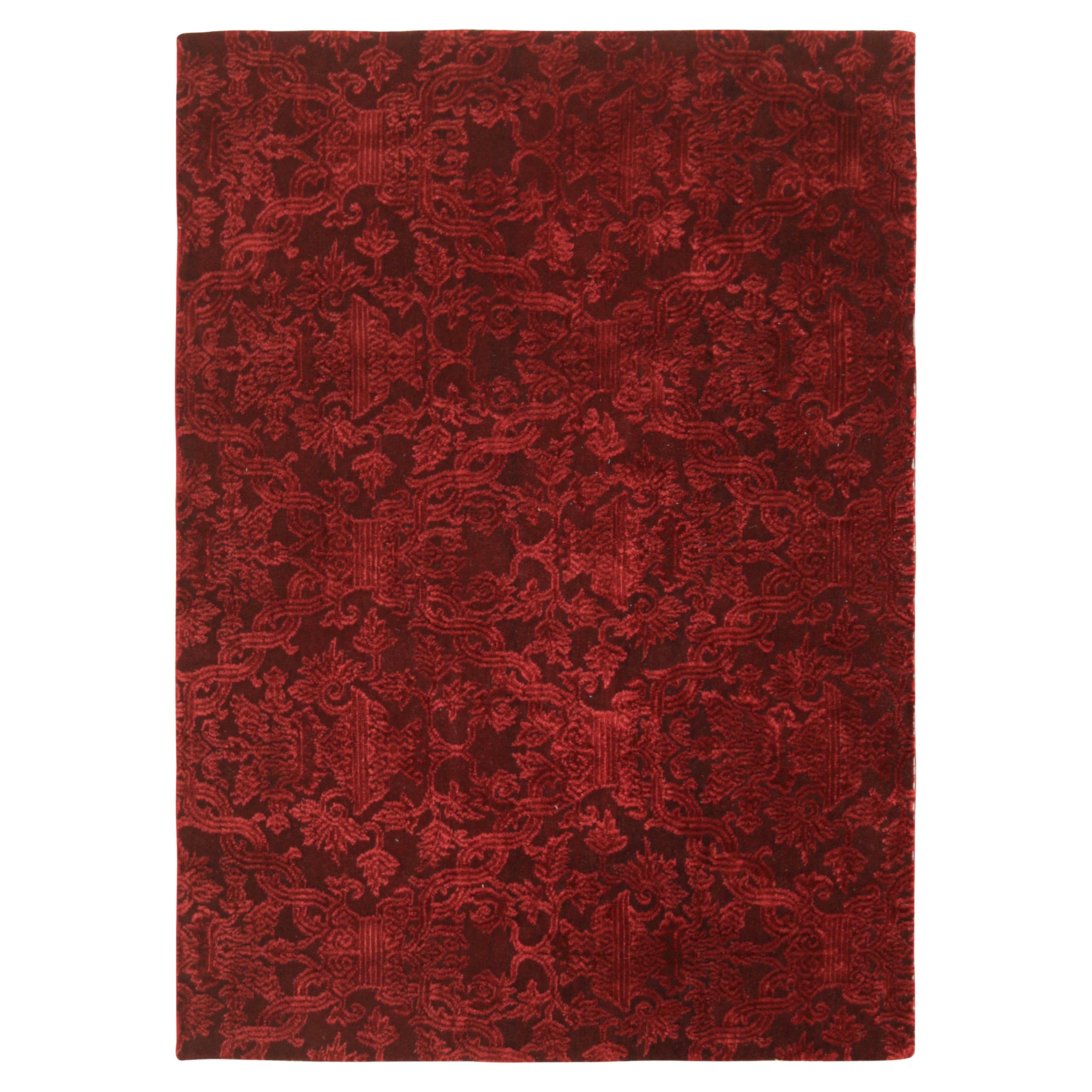 Rug & Kilim’s European Style Rug in Burgundy with Floral Patterns