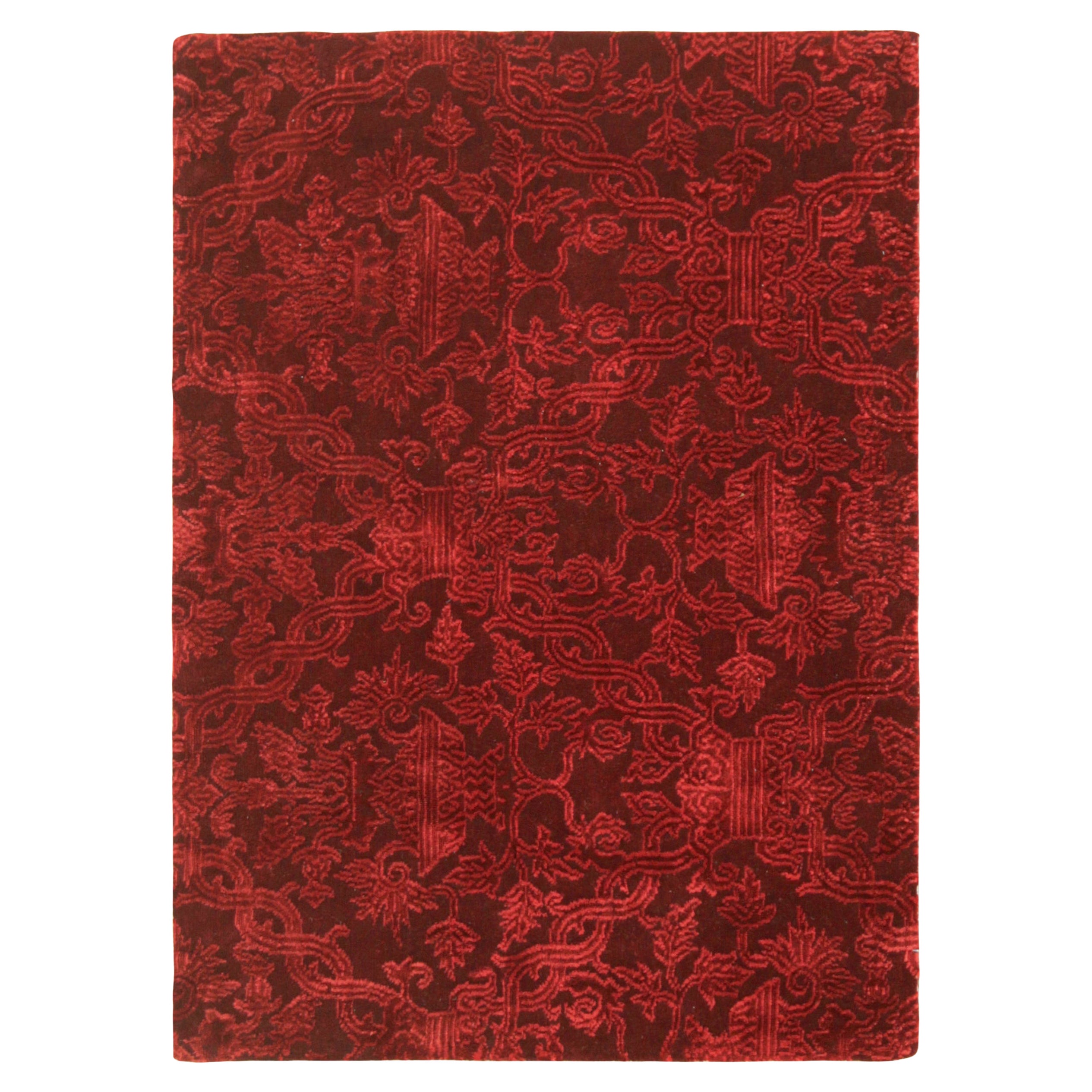 Rug & Kilim’s European Style Rug in Burgundy with Floral Patterns