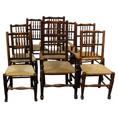 Set di 8 sedie da pranzo Lancashire dell'inizio del XIX secolo