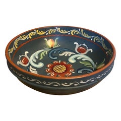 Vintage rosemaling Norwegian style handpainted wooden bowl