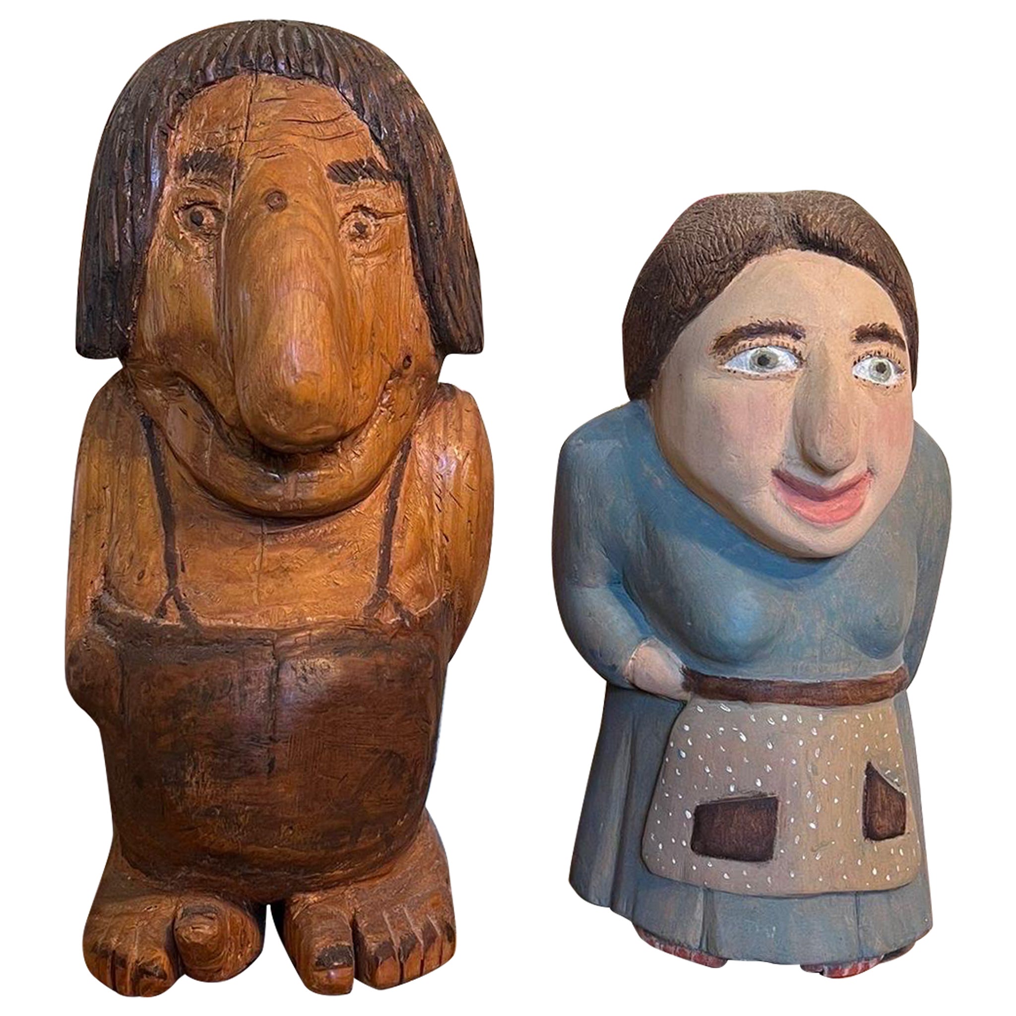 Norwegian Style Man and Woman Handcarved Figures