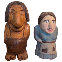 Figurines sculptées à la main homme et femme de style norvégien