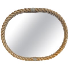 Large Oval Rope Mirror In the Style of Adrien Audoux & Frida Minet
