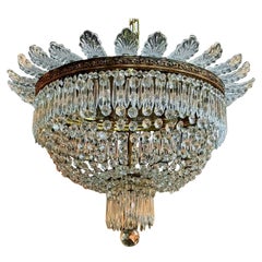French Crystal and Bronze Baccarat Manner Flush Mount