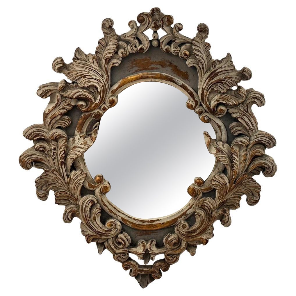 Classical Wood Mirror Beige and Grey Color Beautiful Patina Color France 1970
