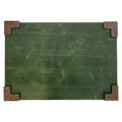Tiffany Studios New York Zodiac Bronzo Angoli Blotter Con Blotter da scrivania in Pelle
