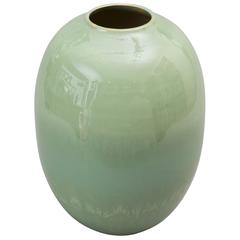 Contemporary, 2015 Green Celadon Vase, One of a Kind, Karen Swami