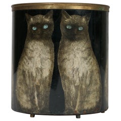 Vintage Fornasetti waste basket / bin Siamese cats