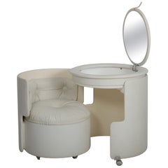 Vanity originale in pelle bianca 'Dilly Dally' di Luigi Massoni & Massoni Italia c1968