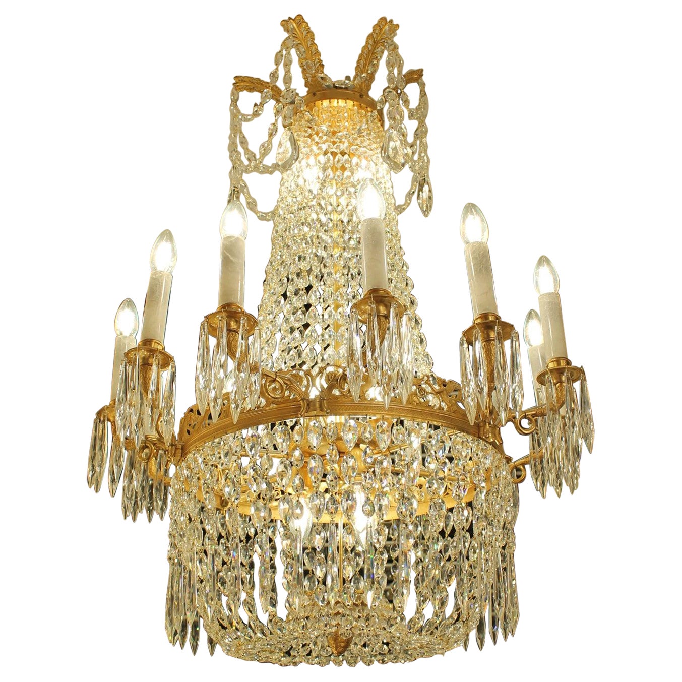 Beautiful 12 arm French crystal chandelier