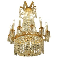 Magnifique lustre français à 12 bras en cristal