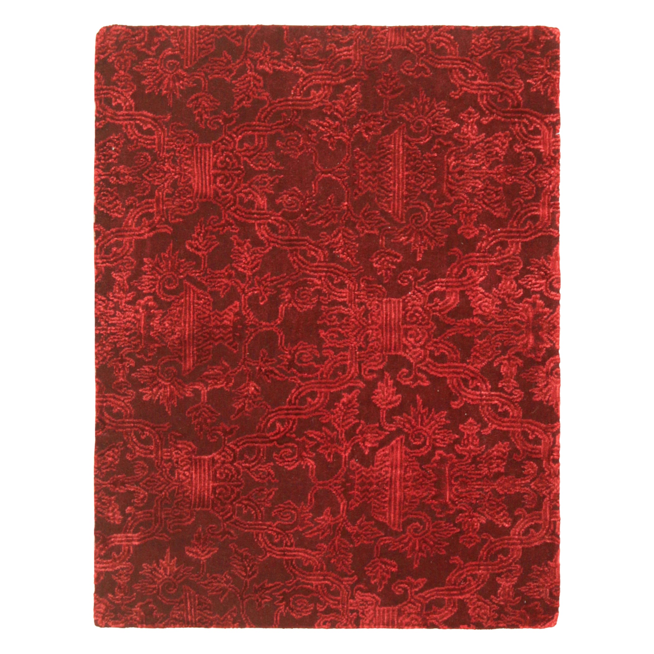 Rug & Kilim’s European Style Rug in Burgundy with Floral Patterns