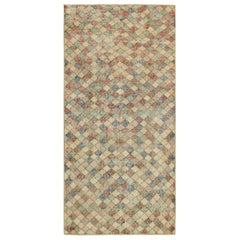 Vintage Zeki Müren Runner in Beige with Colorful Geometric Pattern  Rug & Kilim