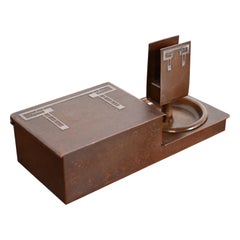Caja Humidificador y Ceniceros Heintz Arts & Crafts Plata de Ley sobre Bronce