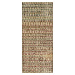 Vintage Zeki Müren Runner in Brown with Colorful Geometric Pattern  Rug & Kilim