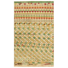Tappeto vintage Zeki Müren color crema con motivi geometrici colorati  Rug & Kilim