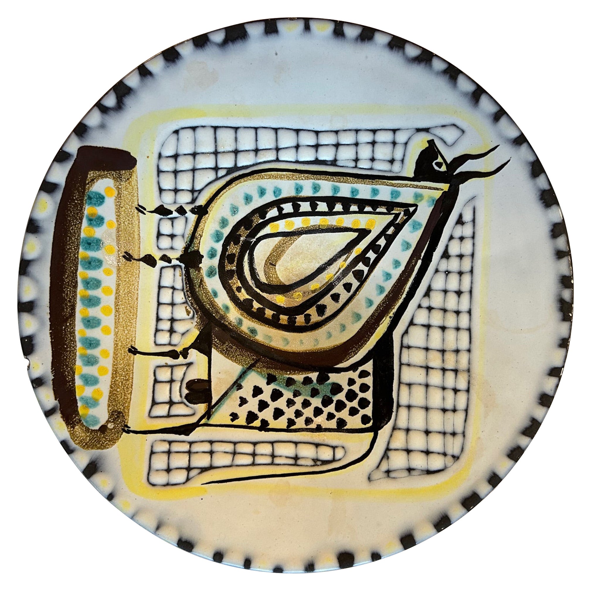 Ceramic plate by Roger Capron, France, 1960's For Sale