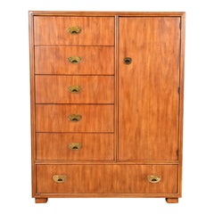 Drexel Heritage Hollywood Regency Campaign Gentleman's Chest or Armoire Dresser