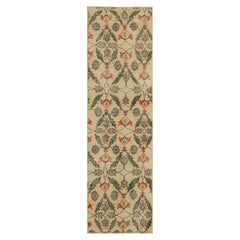 Tappeto vintage Zeki Müren Runner in beige con motivi floreali policromi  Tappeto