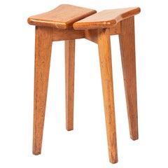 Stool Cloverleaf by Marcel Gascoin in oak, 1950