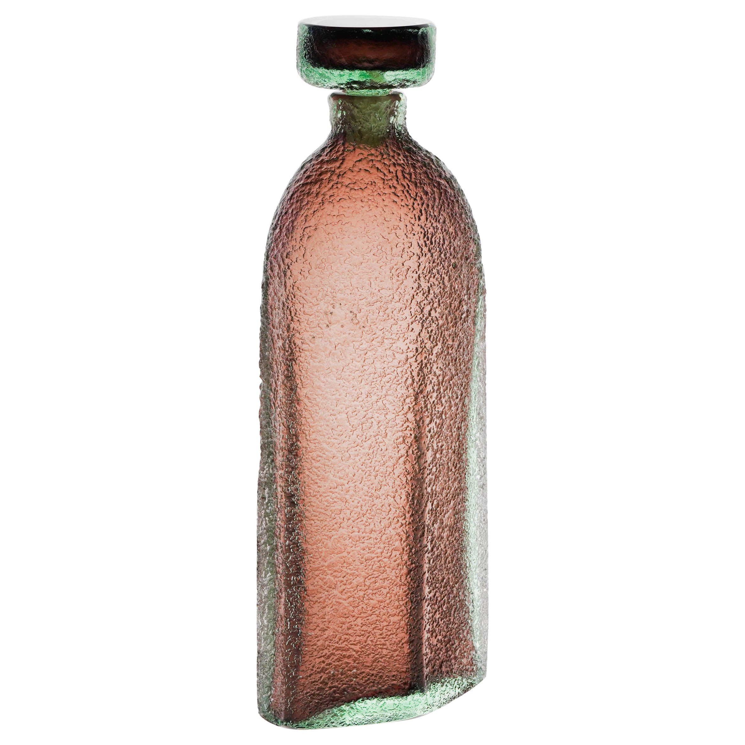 Boîte et bouchon Seguso, Corroso sur verre de Murano incamiciato améthyste verte