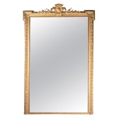 Very large mirror with floral motifs and small pediment H. 204 cm - W. 130 cm