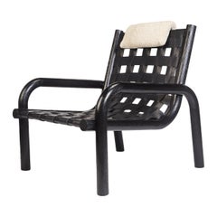 Ginga Leather Armchair, Solid Black Oak, Handcrafted in Portugal by Duistt