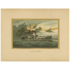 SMS Sachsen: Pionieristica nave da difesa costiera tedesca - Cromolitografia del 1903