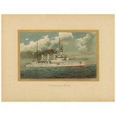 SMS Hansa: il pionieristico incrociatore protetto della Germania - Cromolitografia del 1903