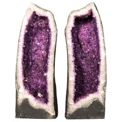Pair of Lavender Amethyst Geode Cathedrals with Sparkly Points and Crystal Frame