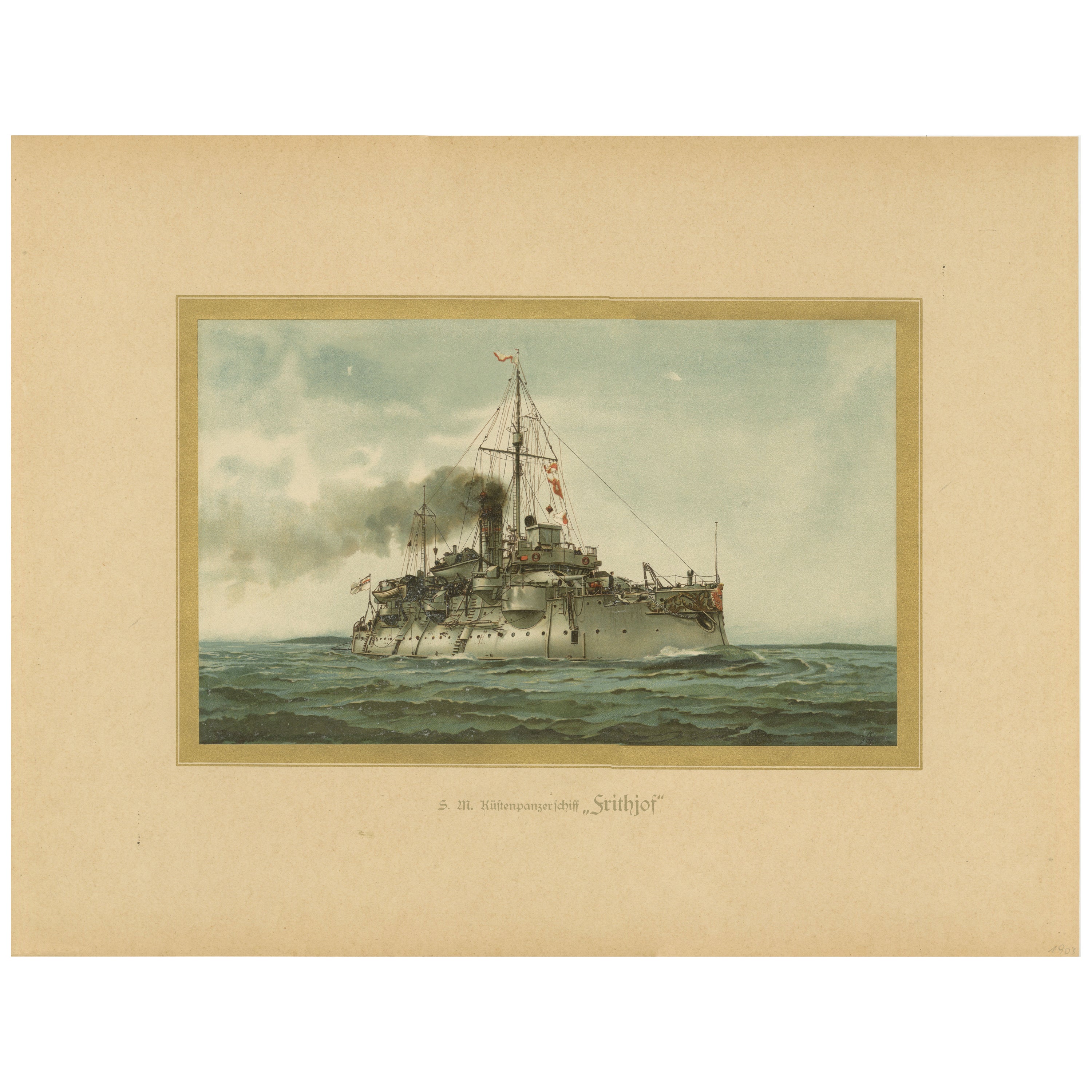 SMS Siegfried: Cromolitografia di una nave da difesa costiera tedesca del 1890