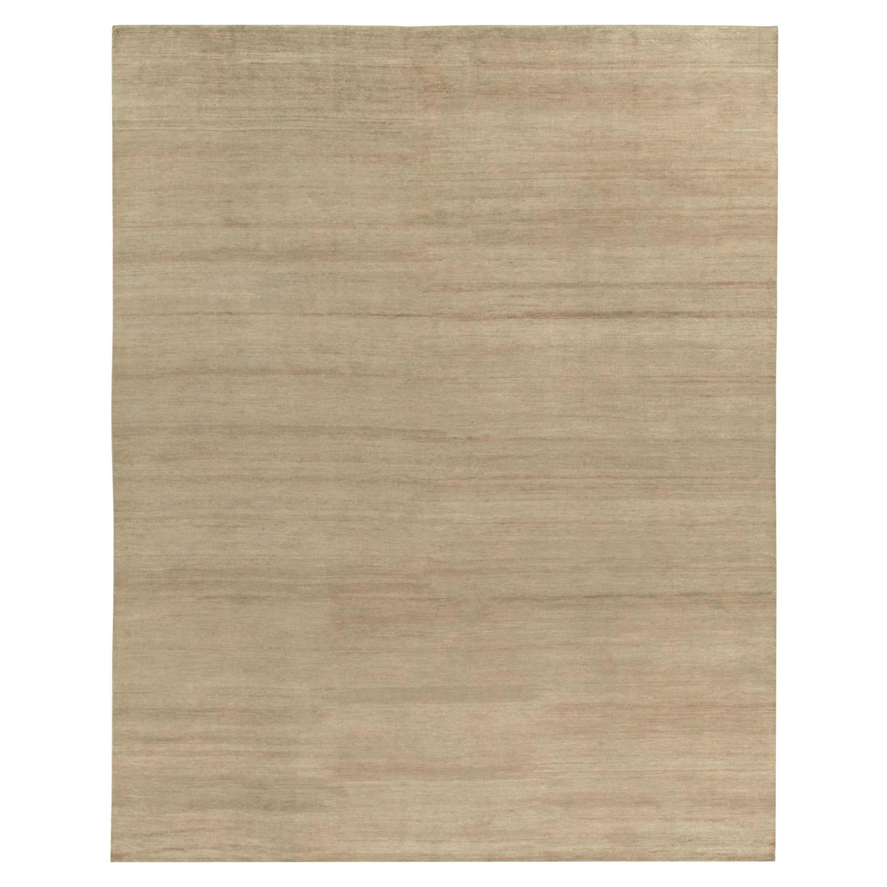 Rug & Kilim's Hand-Knotted Contemporary Solid Beige-Brown Rug