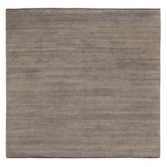 Rug & Kilim's Hand-Knotted Contemporary Square Rug in Solid Gray
