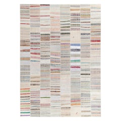 Rug & Kilim's Handwoven Modern Patchwork Kilim Rug in Multicolor Striation