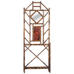 19thC English Bamboo Mirror Hall Stand